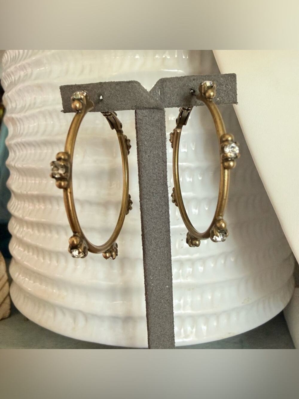 Sorrelli Crystal Brass Tone Hoop  Earrings
